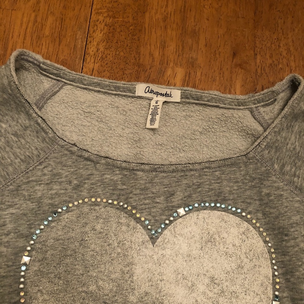 Aeropostale grey crop sweatshirt heart graphic L - Picture 6 of 8